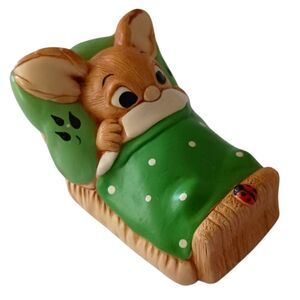 Pendelfin Bunny Rabbit Wakey In Bed Figure Ladybug Handpainted Stoneware England